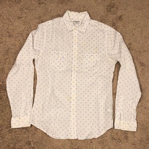 Mens EXPRESS White Blue Dotted Texture Dress Shirt